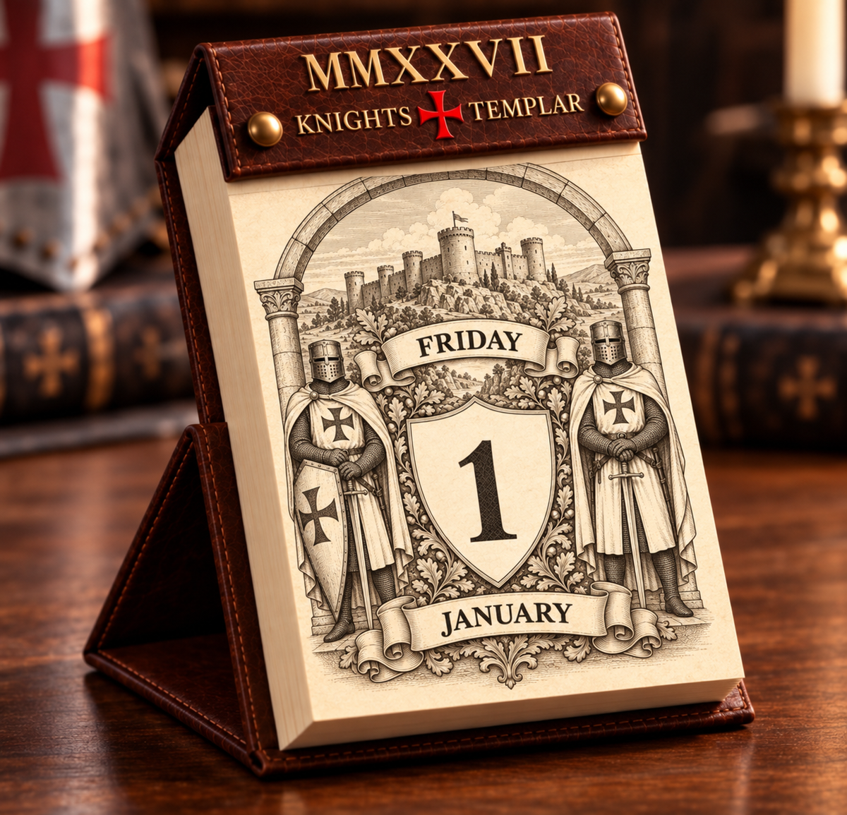 Knights Templar 2027 Tear-Off-A6-Desk Calendar – Limited Pre-Order