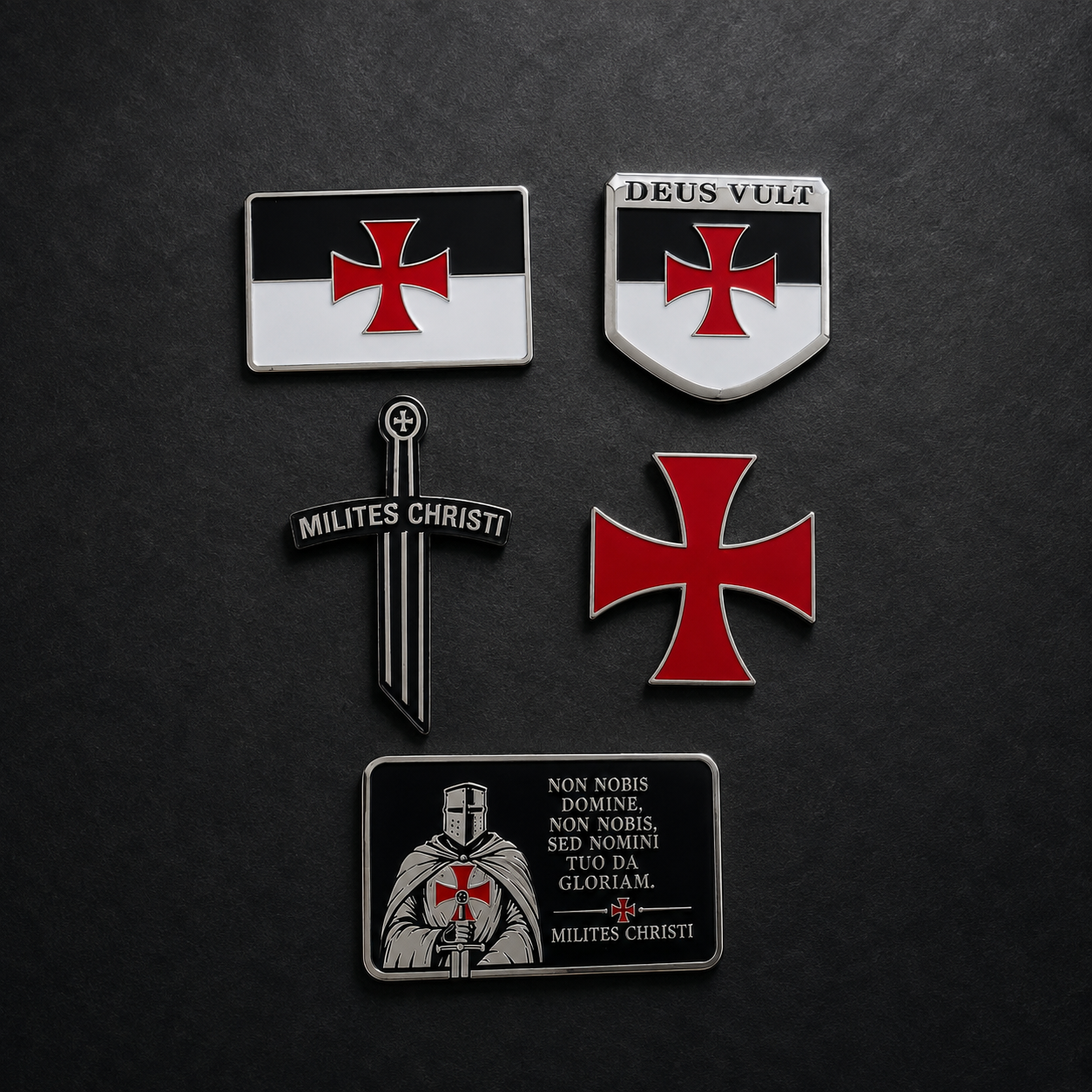 Knights Templar Aluminum Sticker Set – 5-Piece Collection