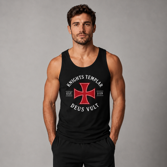 Knights Templar Deus Vult Premium Tank Top – Est. 1119 Cross Design