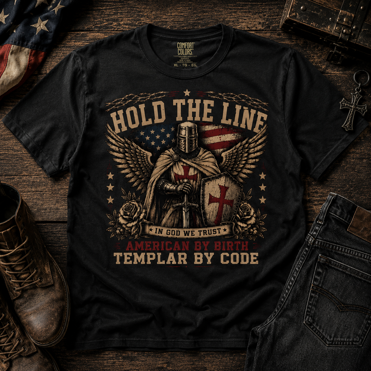 Hold The Line Templar Shirt | American by Birth Templar by Code Tee